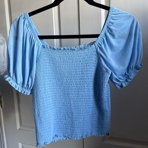 Vero Moda Sky Blue Smocked Blouse